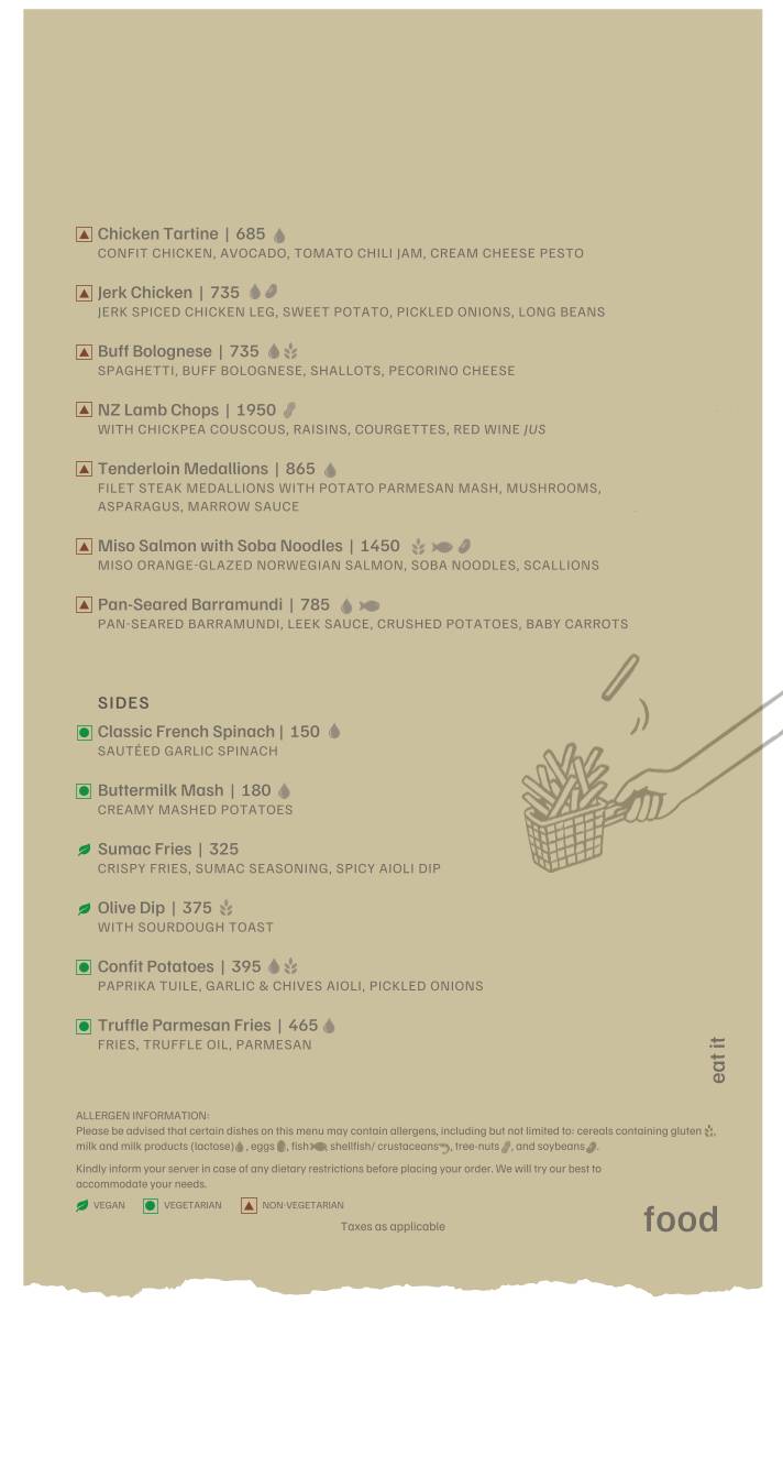 Cafe Calma menu