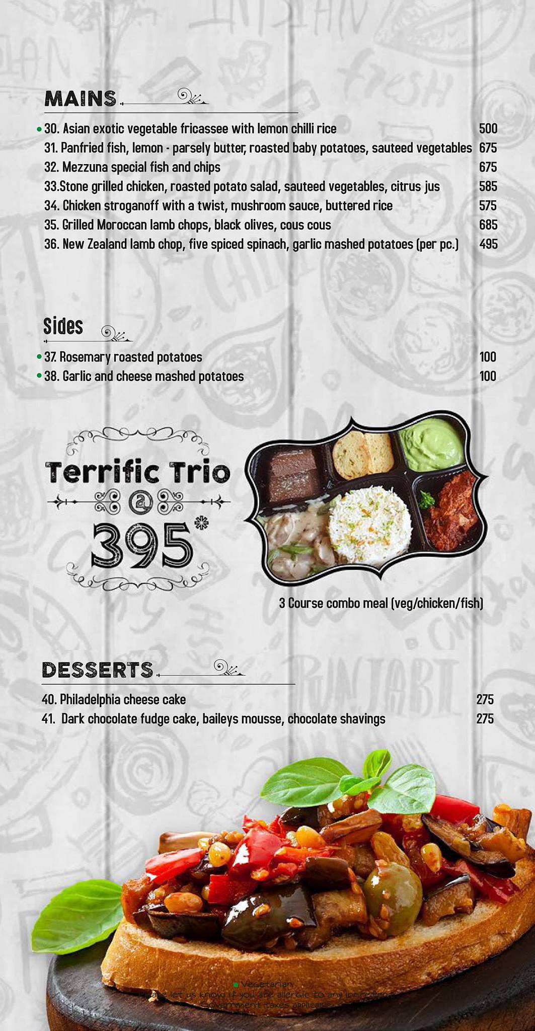 Cafe Mezzuna menu