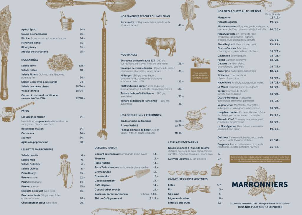 Menu di Restaurant 'Café des Marronniers' 