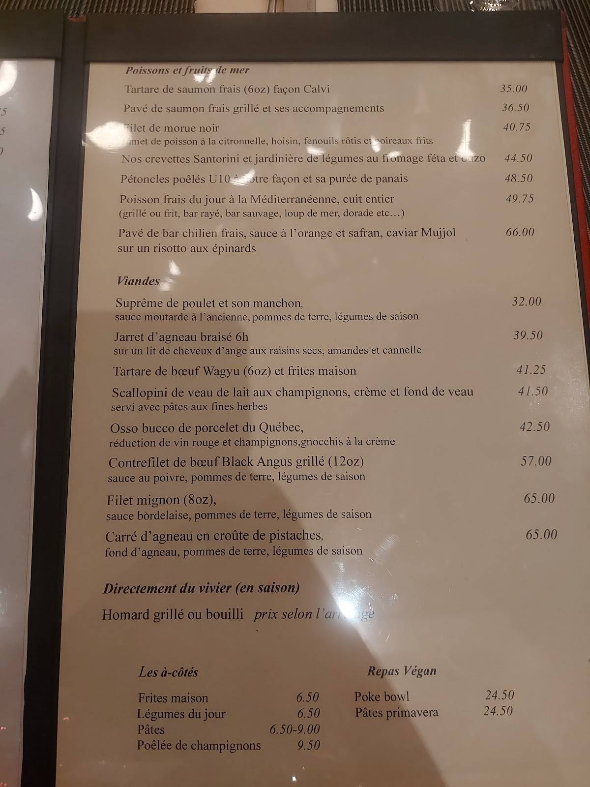 Menu de Restaurant Calvi