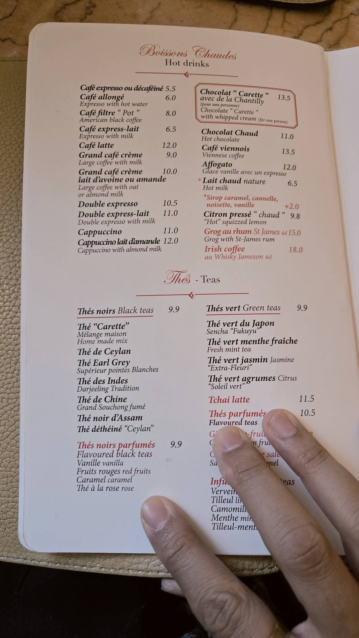 Menu de Carette