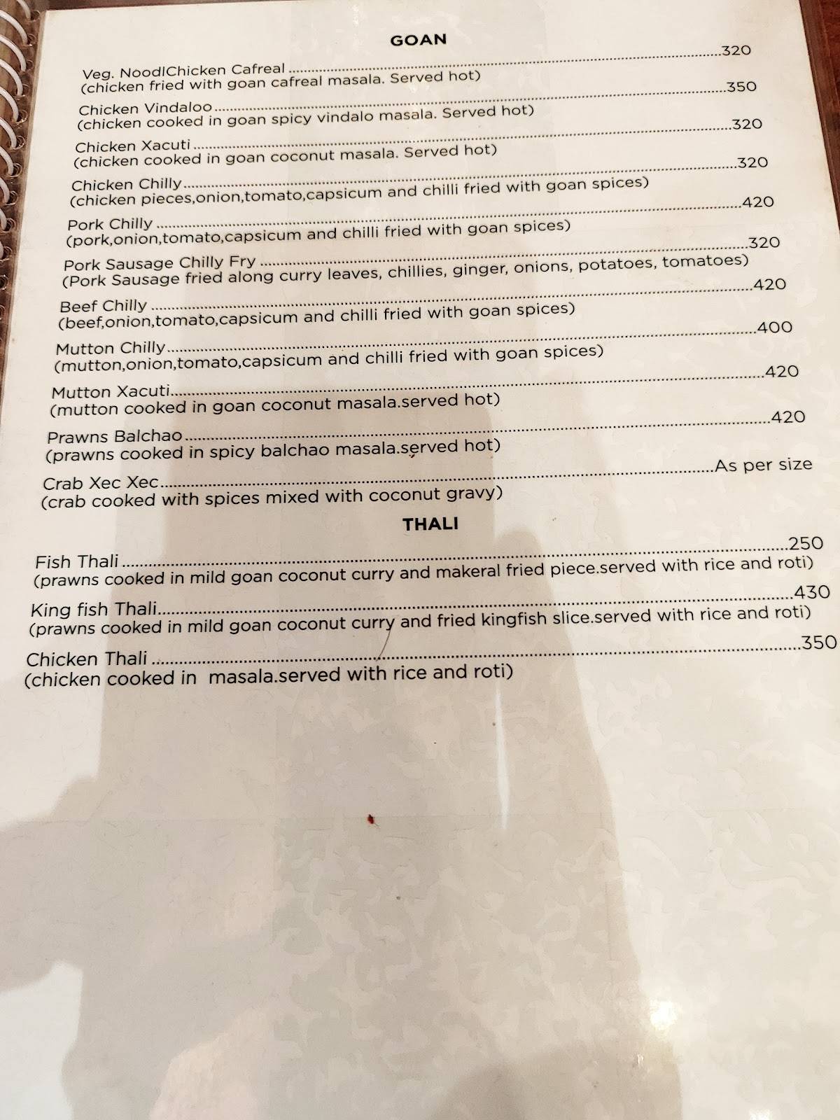 Carvalho's Bar & Restaurant menu