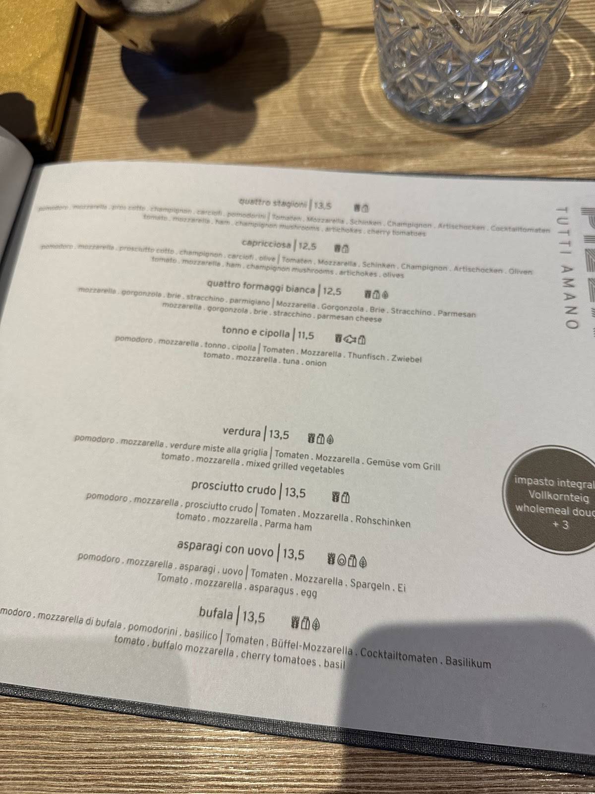 Menu di Cascade Ristorante Pizzeria Bar 