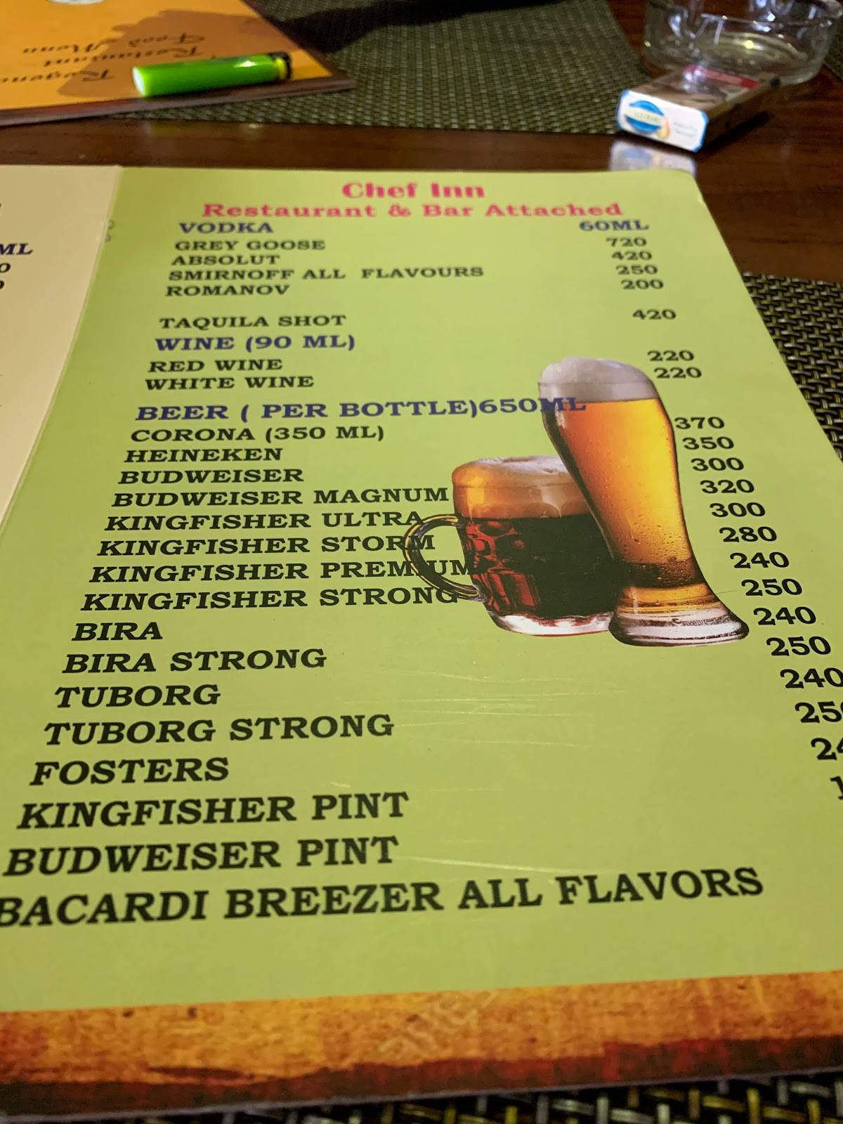 Chef Inn Regency menu