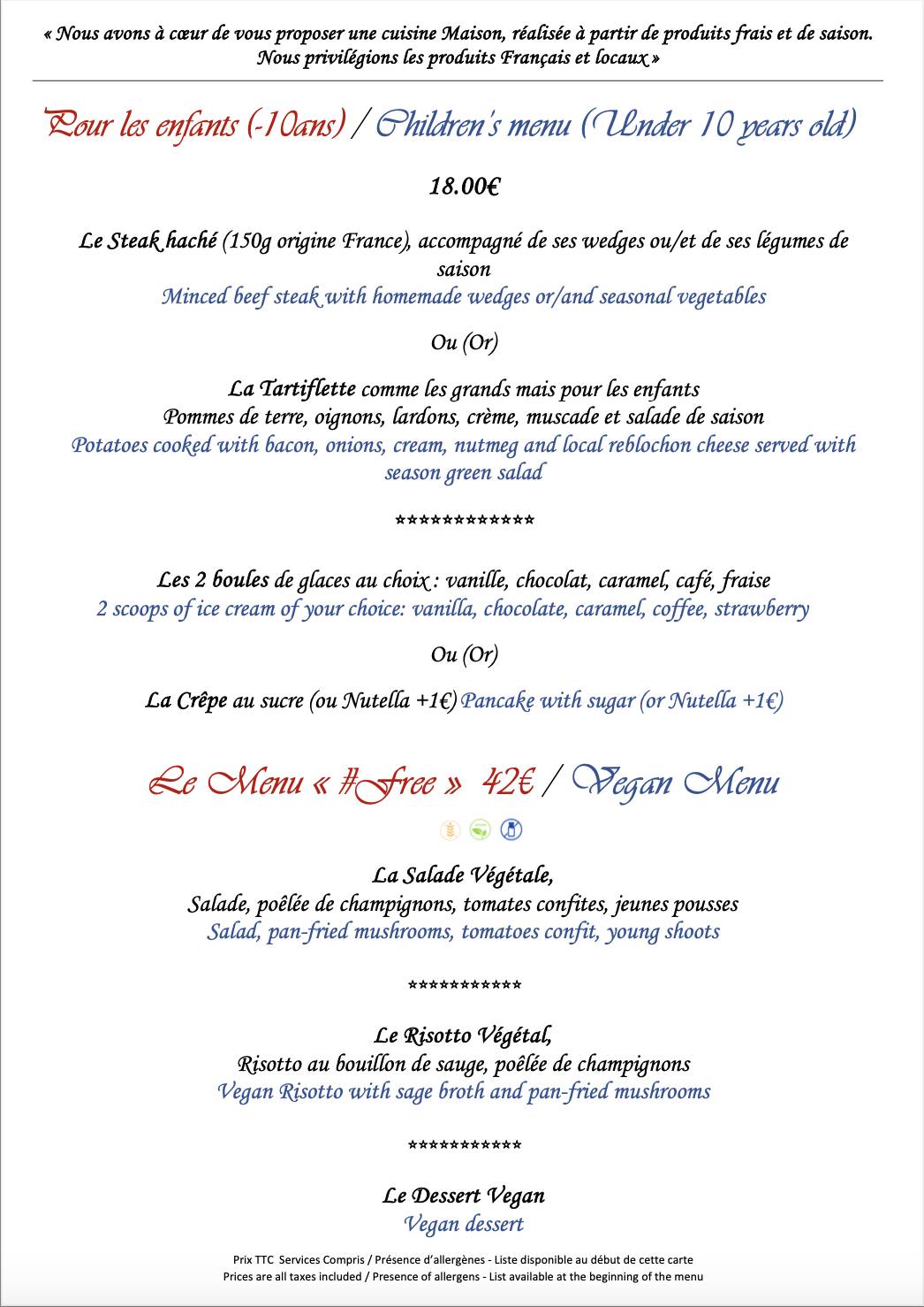 Menu de Chez Constant