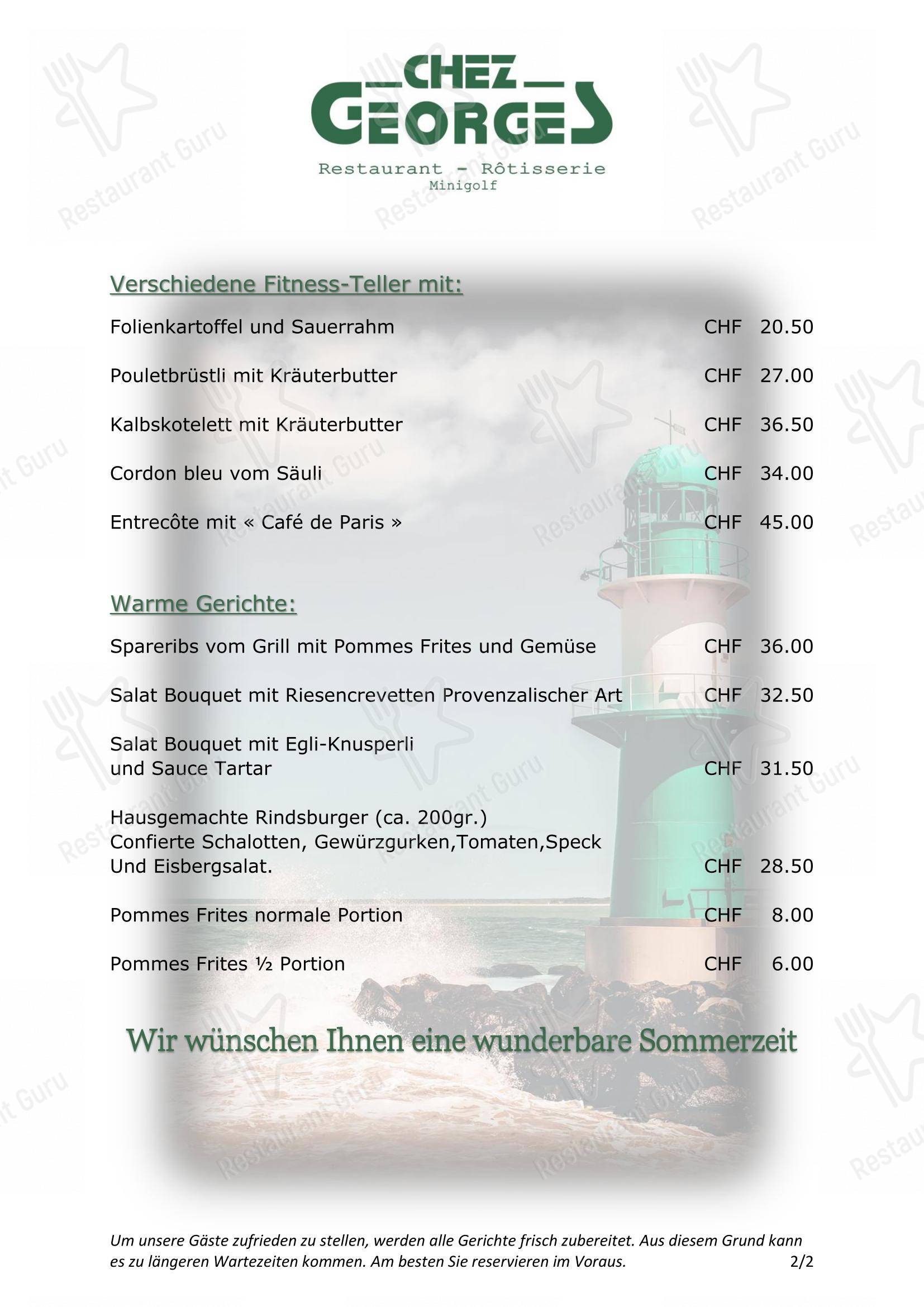 Menu di Restaurant Chez Georges - 菜单