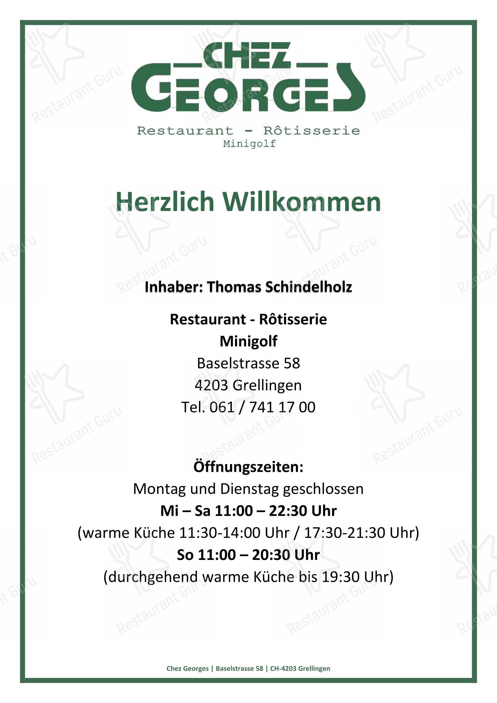 Menu bar per Restaurant Chez Georges ristorante