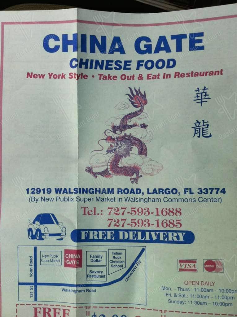 China Gate menu