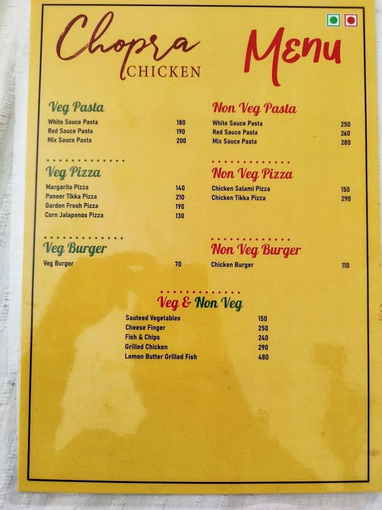 Chopra Chicken - Chd. Veg & Non Veg menu