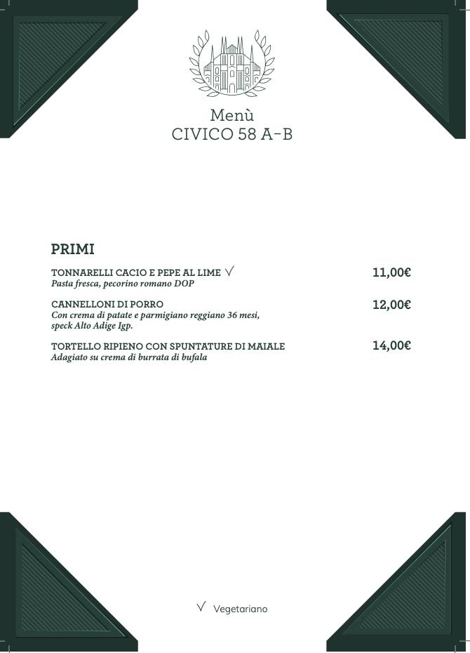 Menu di Civico58 A-B 