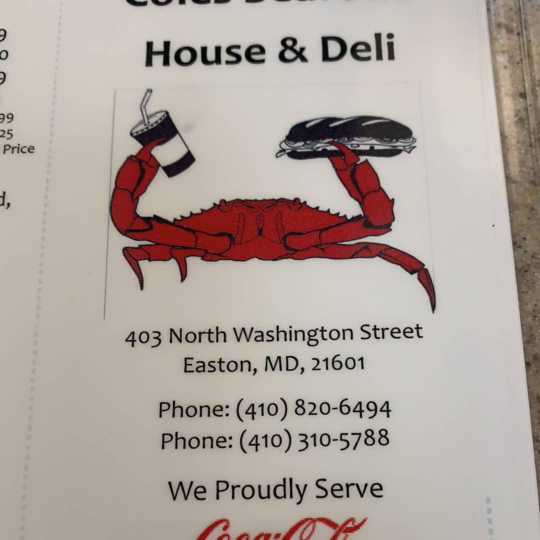 Menu at Cole's Seafood House & Deli restaurant, Easton