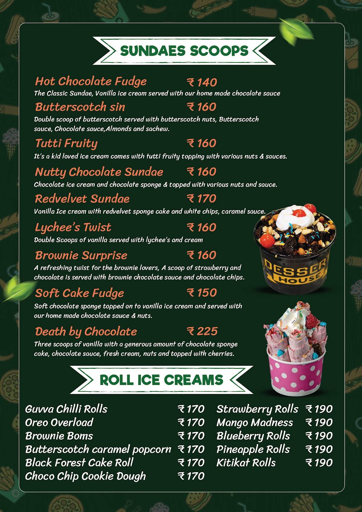 DESSERT HOUSE menu