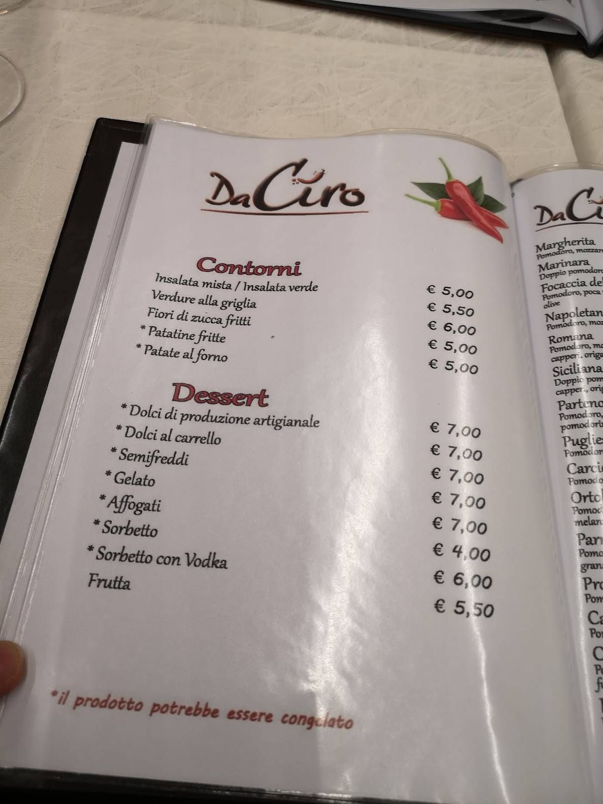 Menu di Da Ciro 