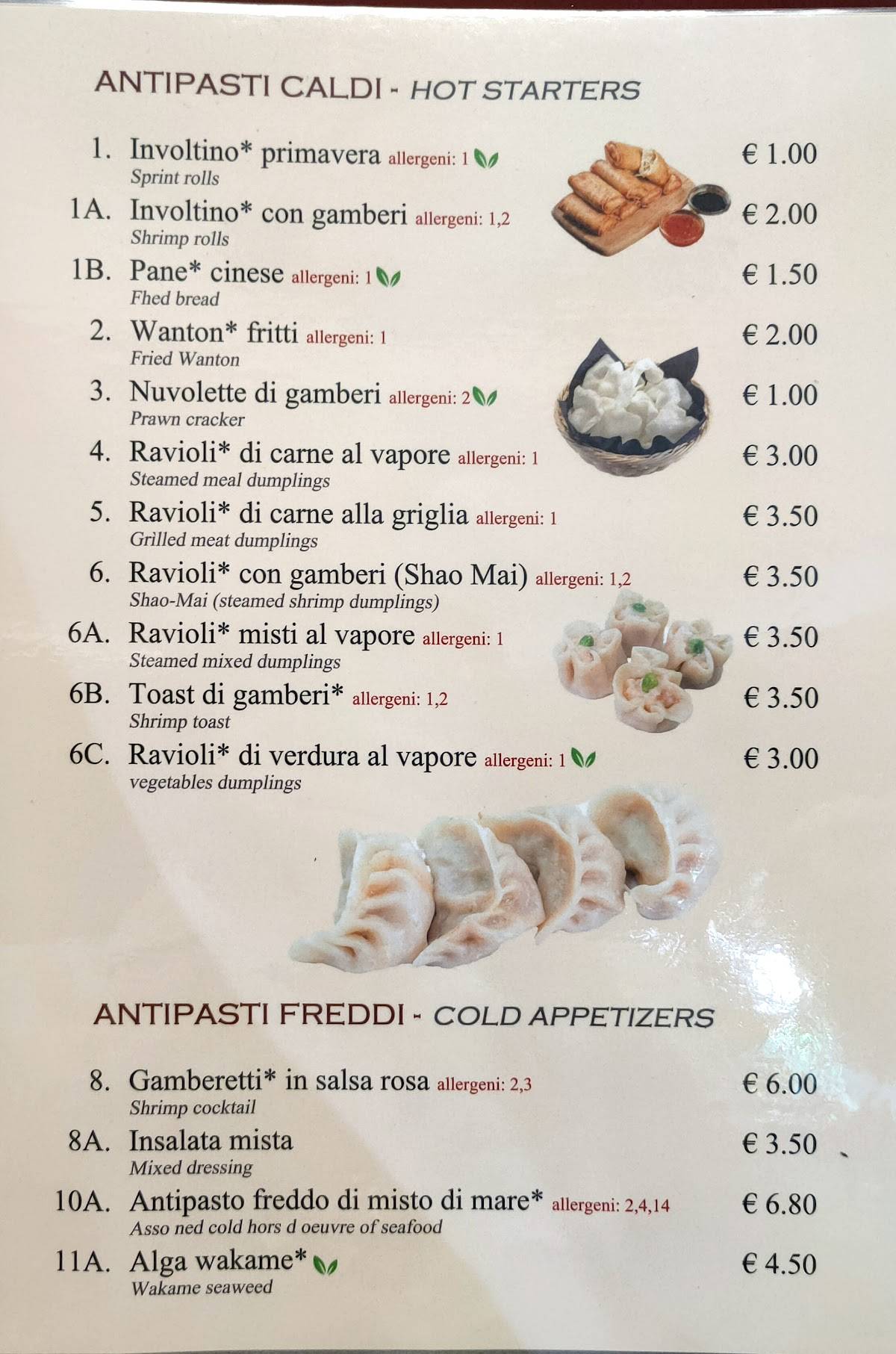 Menu di Da Lin 