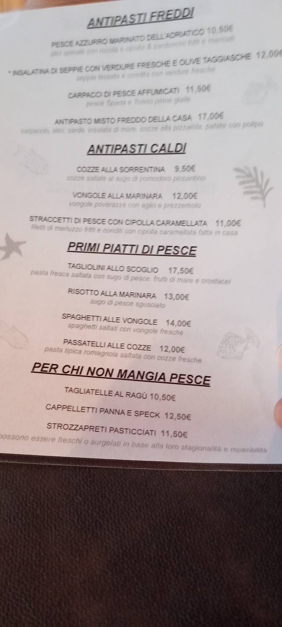 Menu di Ristorante da Quei Ragazzi 