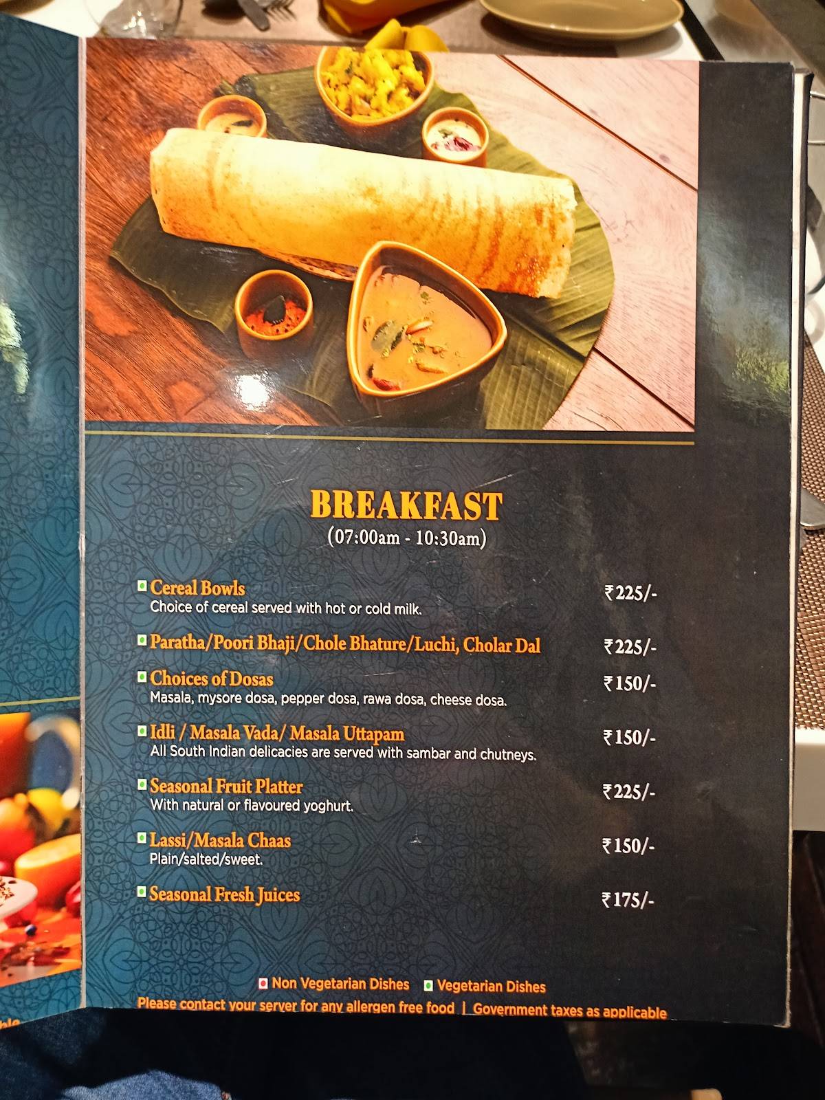 Desh Pardesh menu
