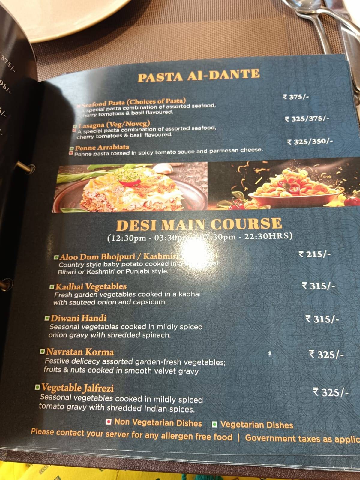 Desh Pardesh menu