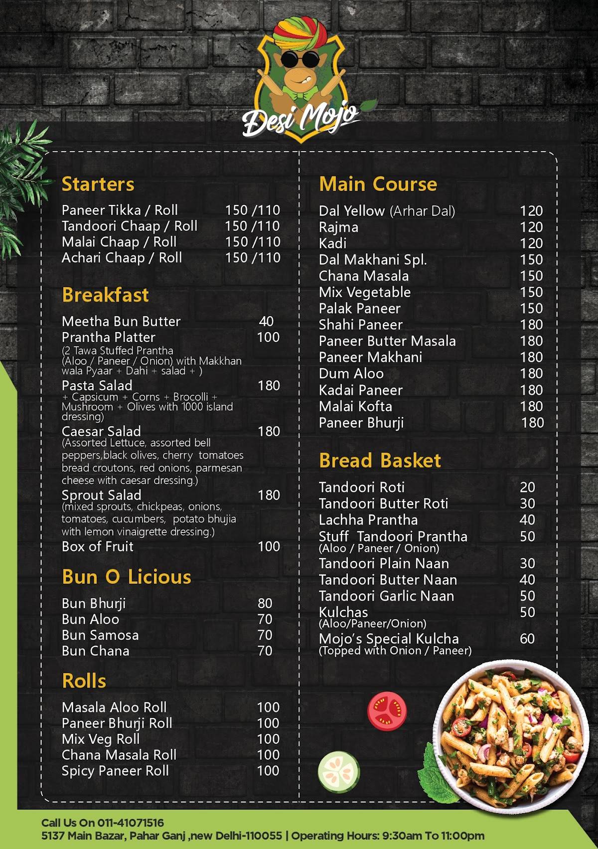 Desi Mojo menu