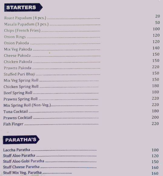 Dommat Beach Shack menu