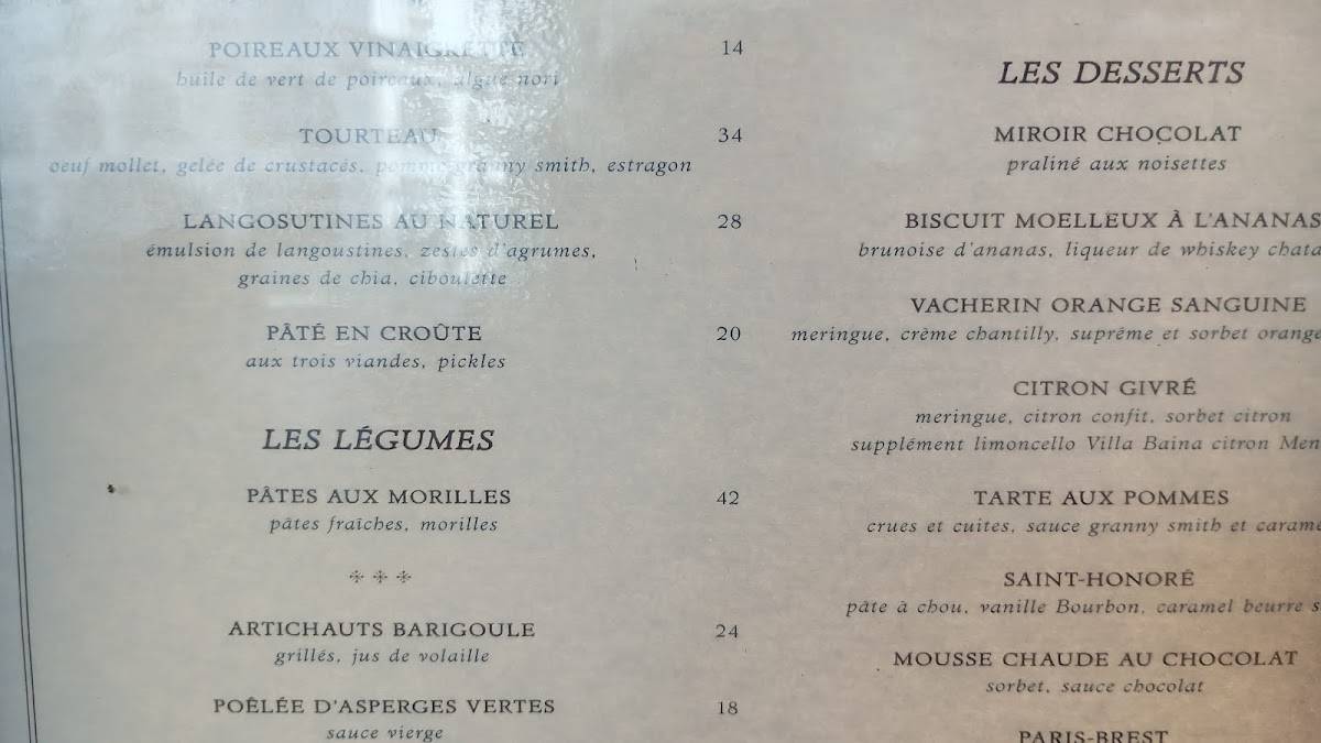 Menu de Restaurant Drouant