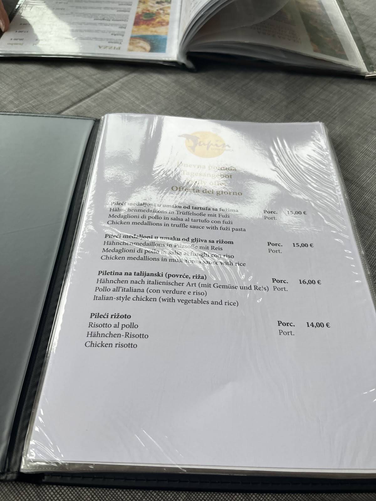 Menu di Restaurant Dupin 