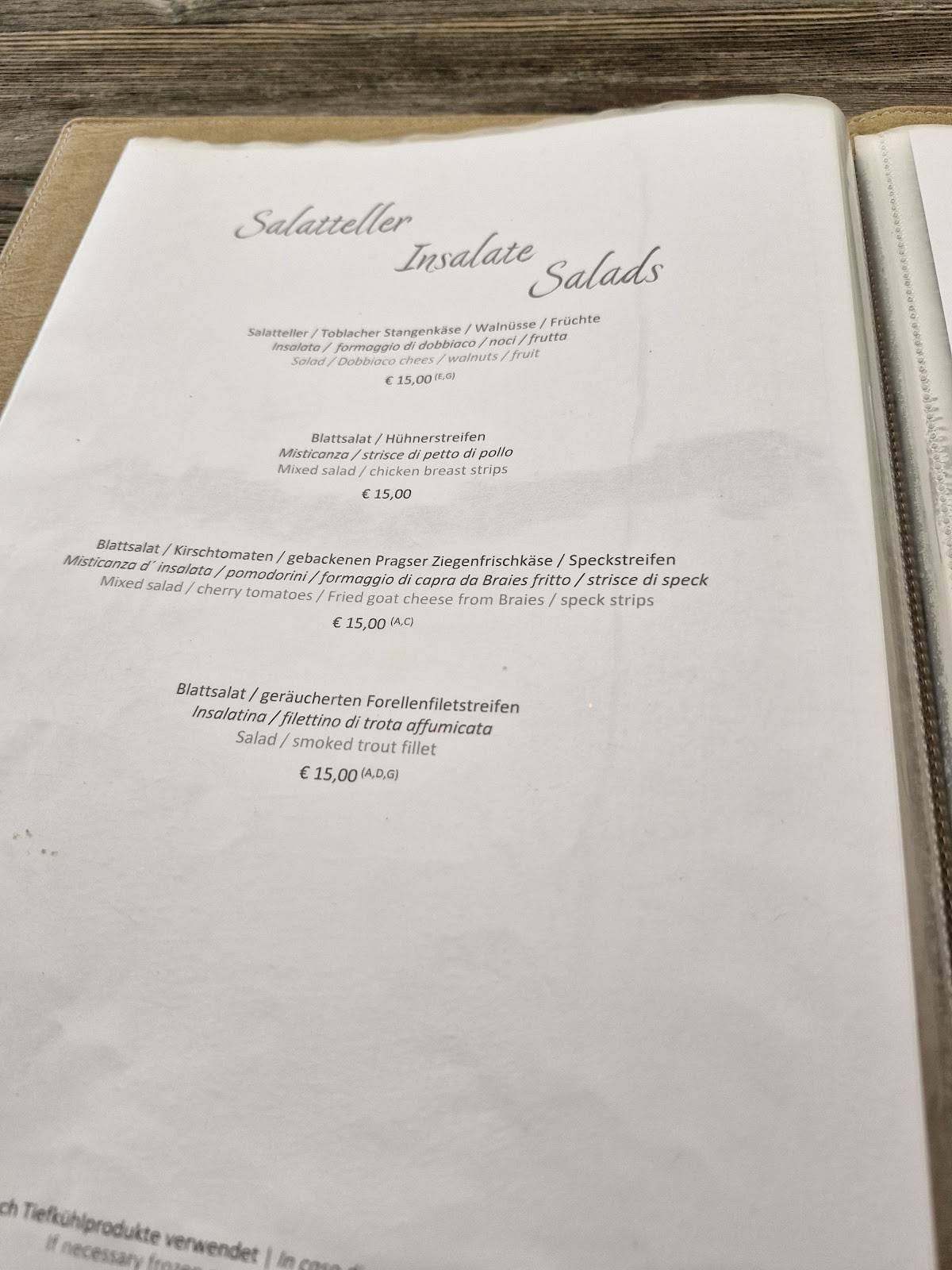 Menu di Ristorante Lago di Landro 