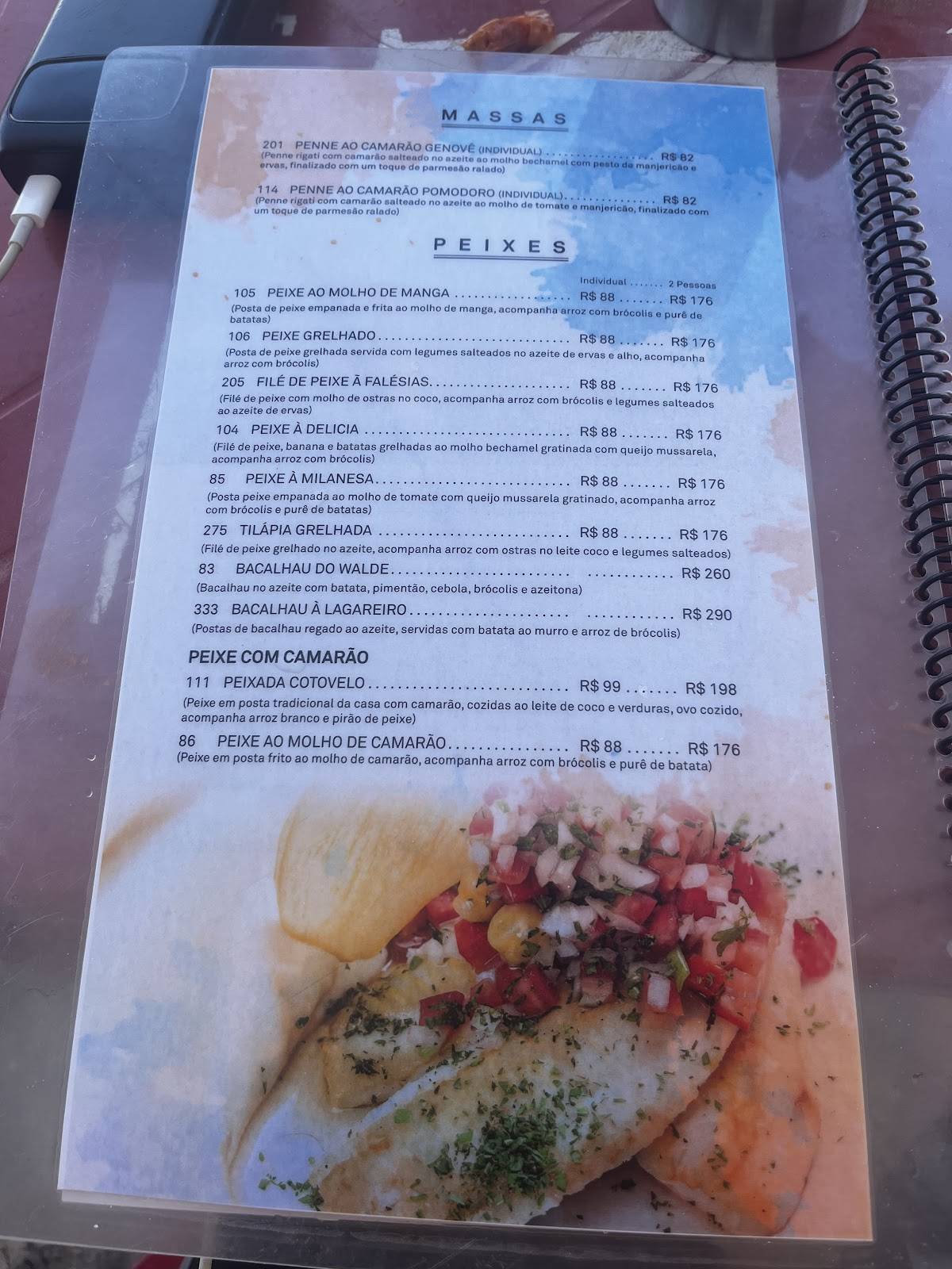 Restaurante Falésias cardápio