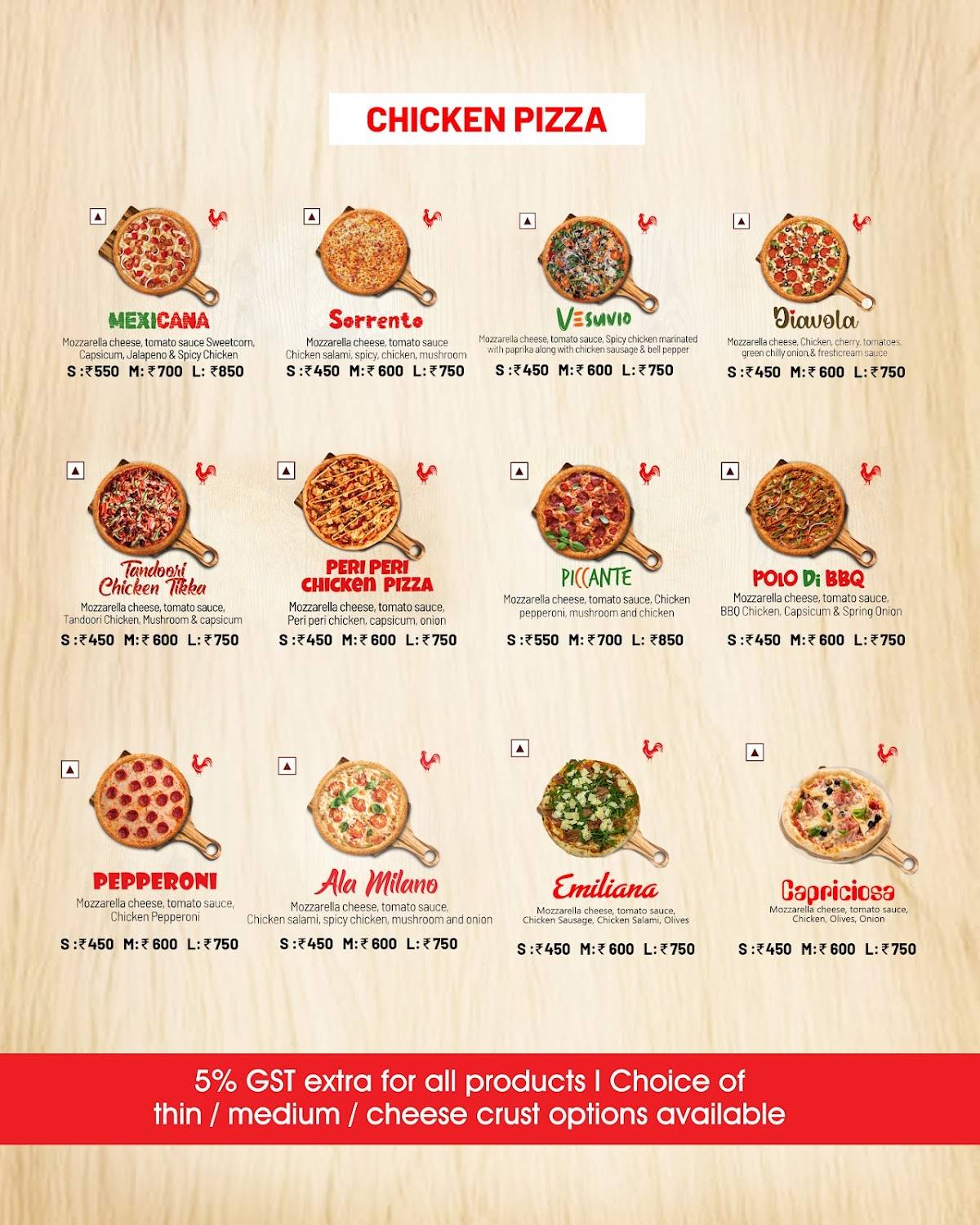 Favourite Pizza menu