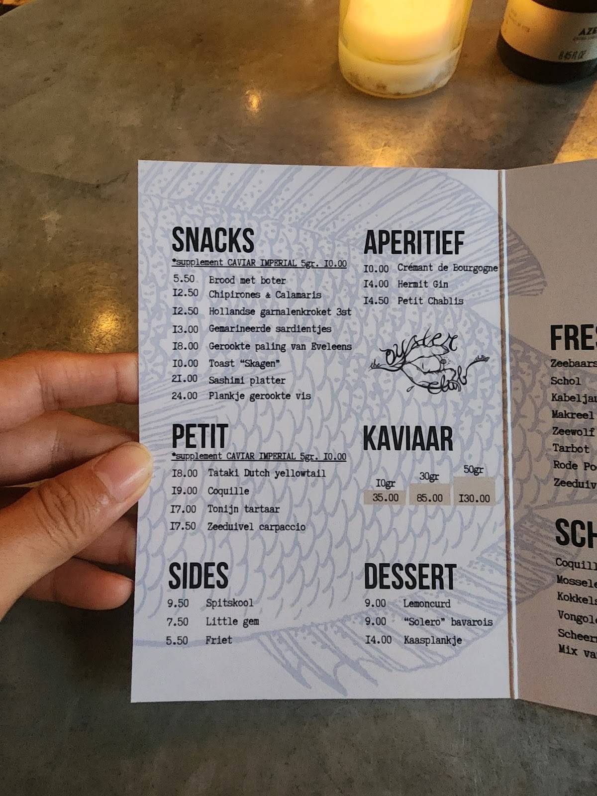 Menu de Fishbar Monk - Visrestaurant Haarlem