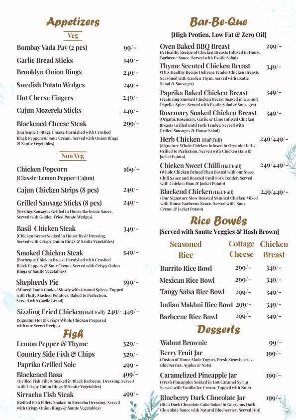 Flavors menu