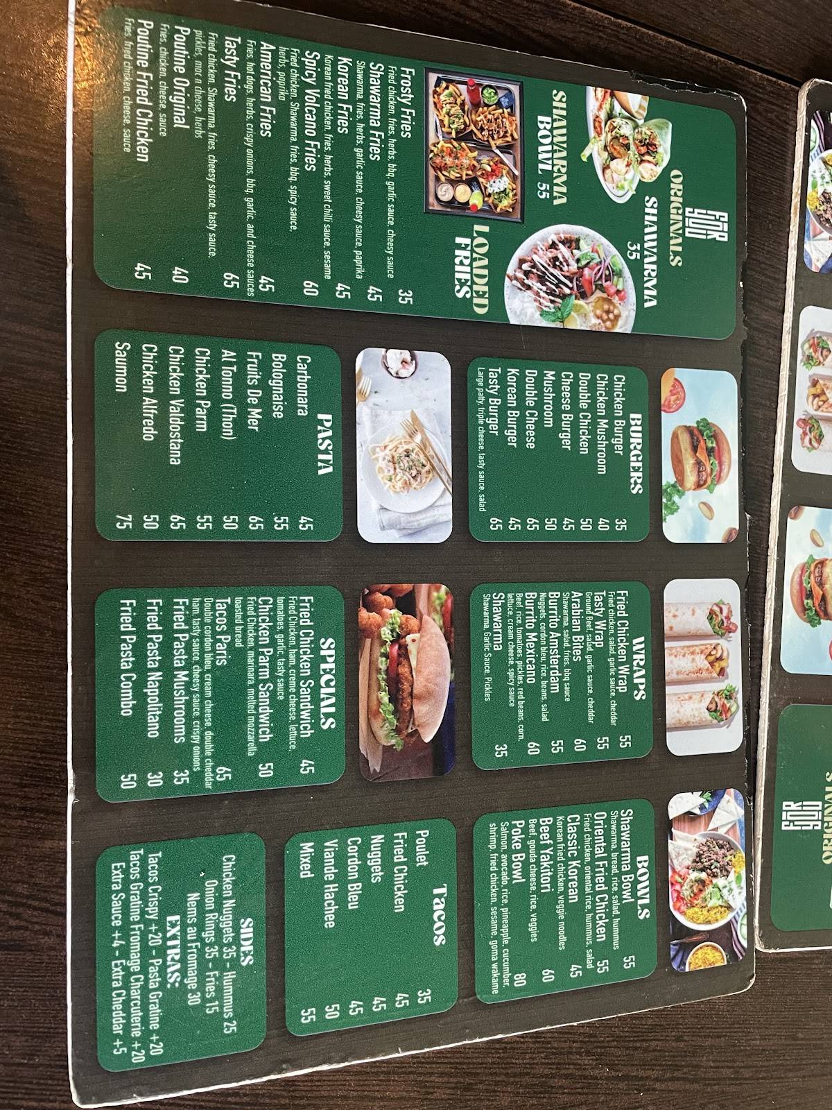 Menu de Restaurant For You