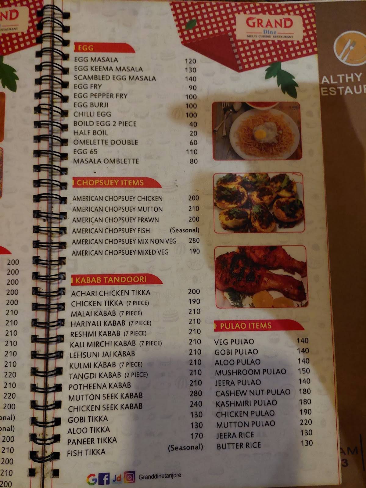 GRAND DINE Multi Cuisine Restaurant menu