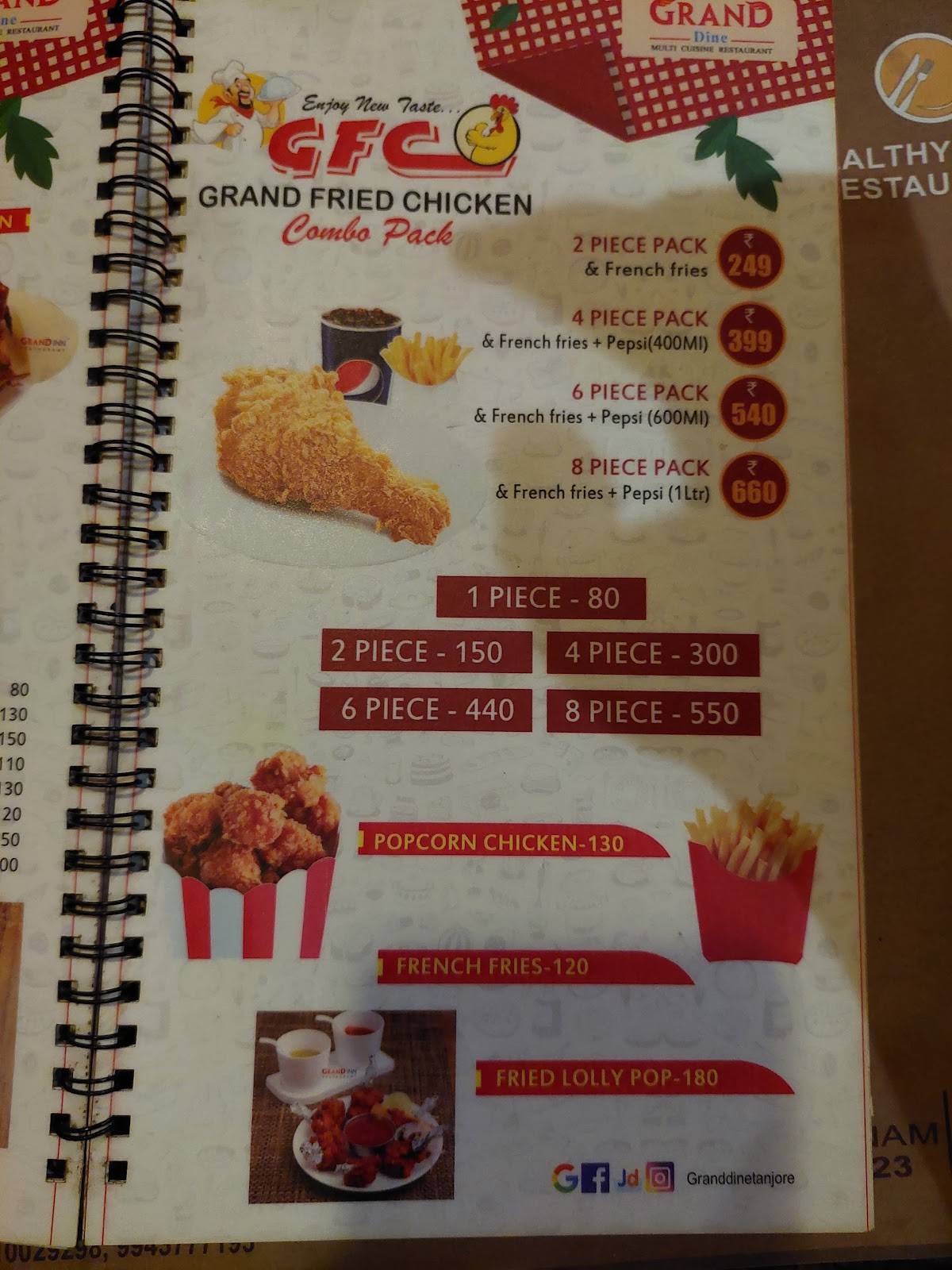 GRAND DINE Multi Cuisine Restaurant menu