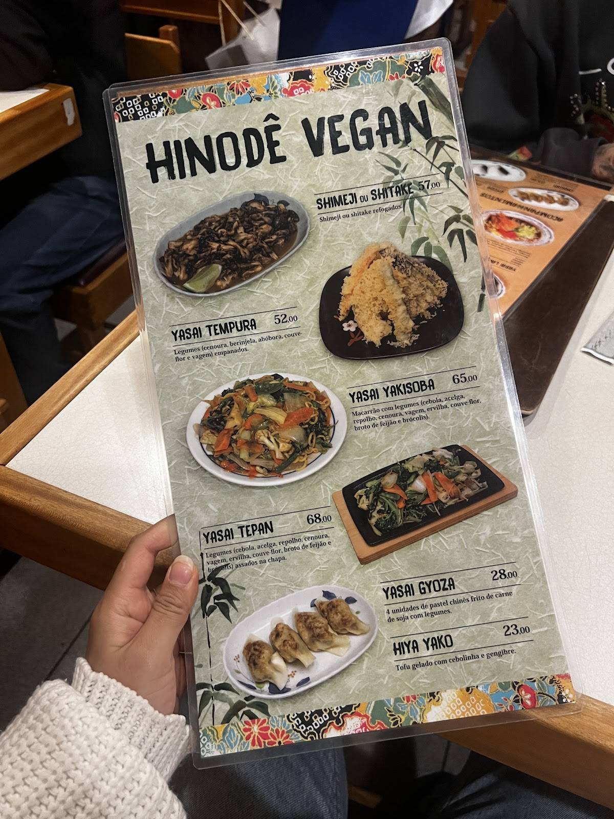 Hinodê cardápio