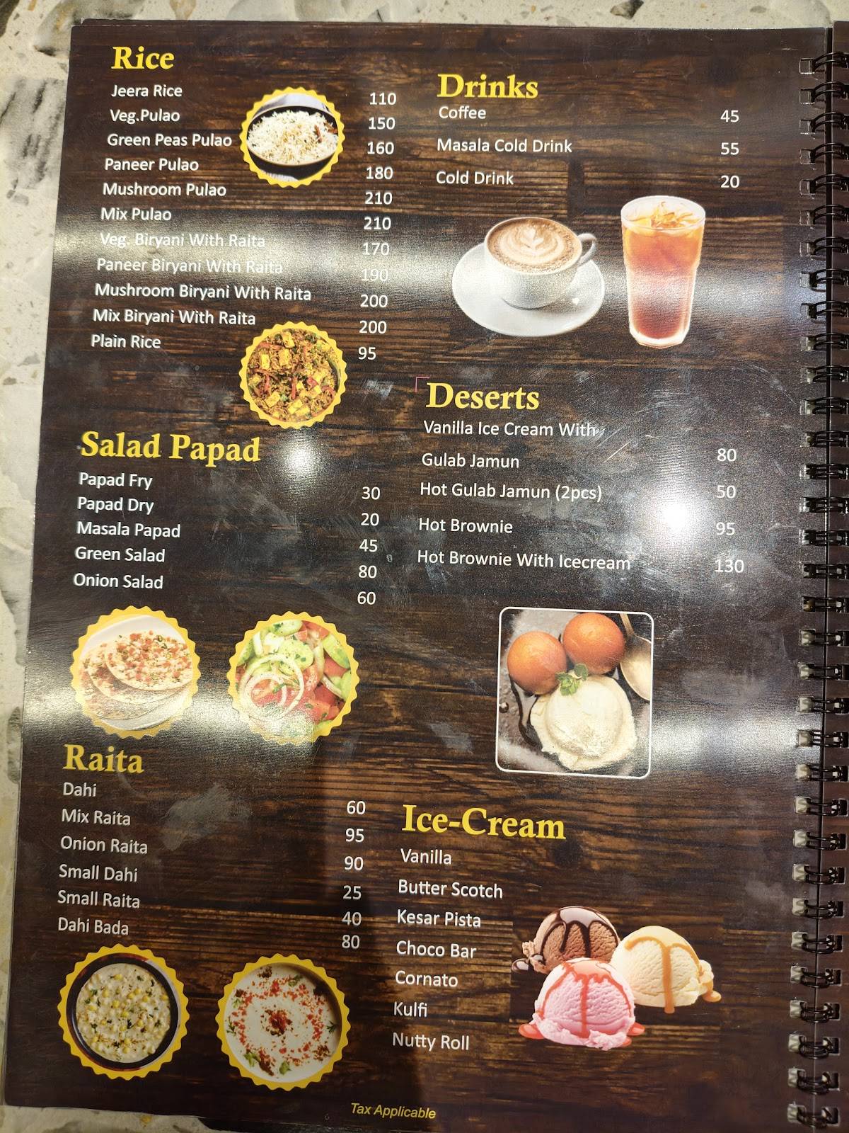 Hasty Tasty menu