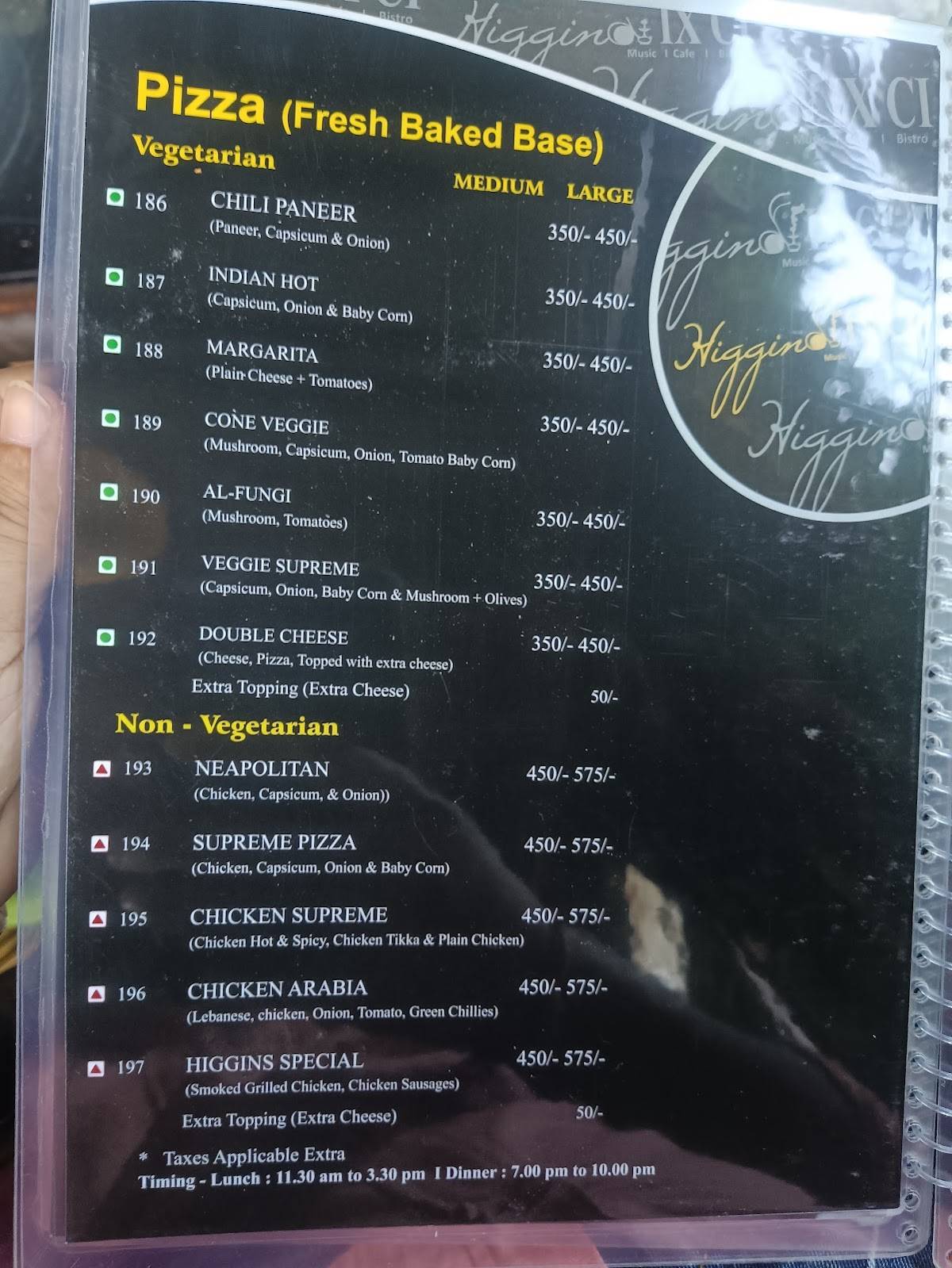 Higgins IX CI menu