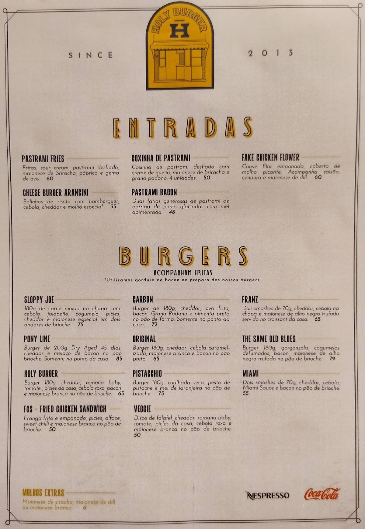 Holy Burger cardápio