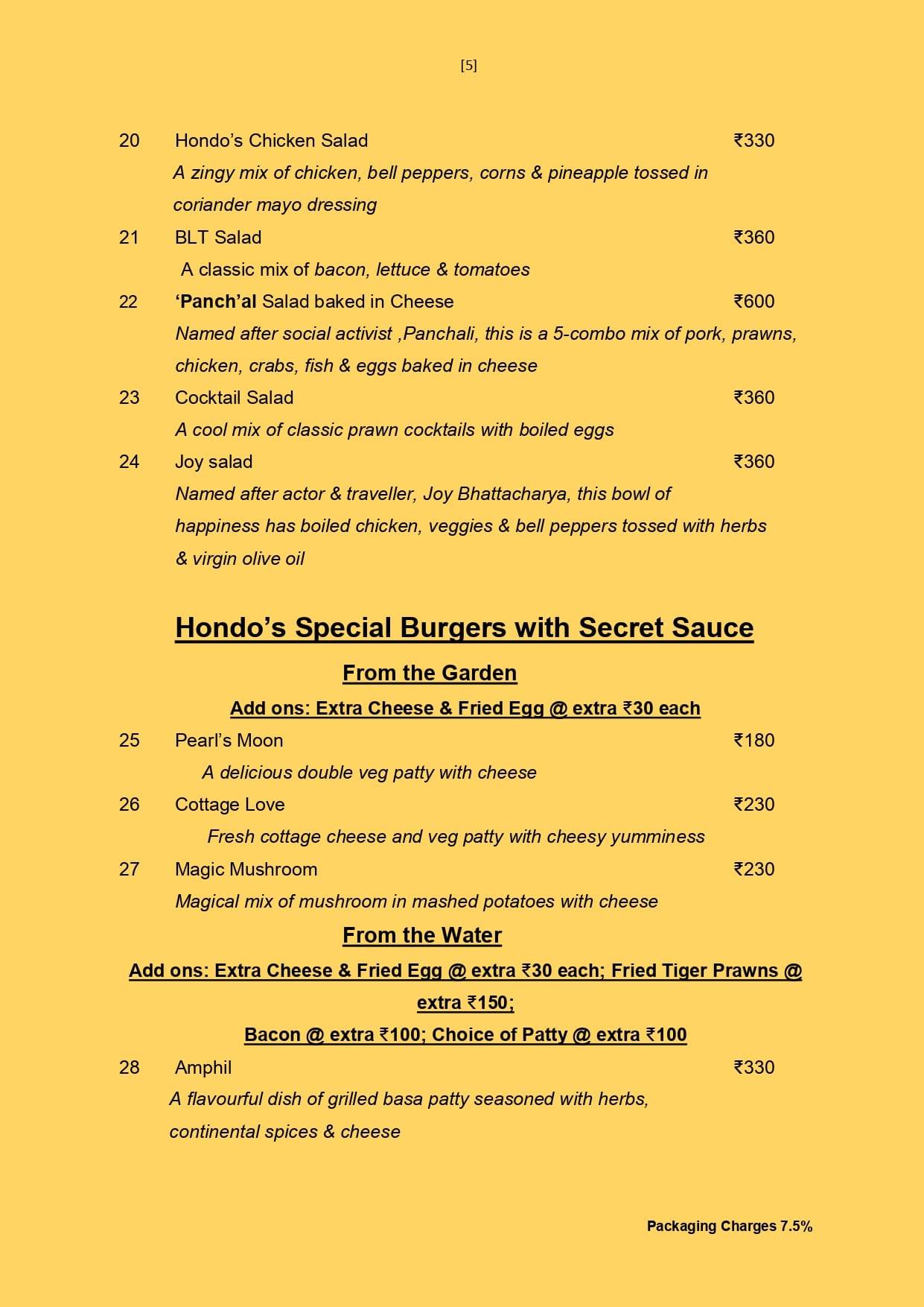 Hondo's #2 menu