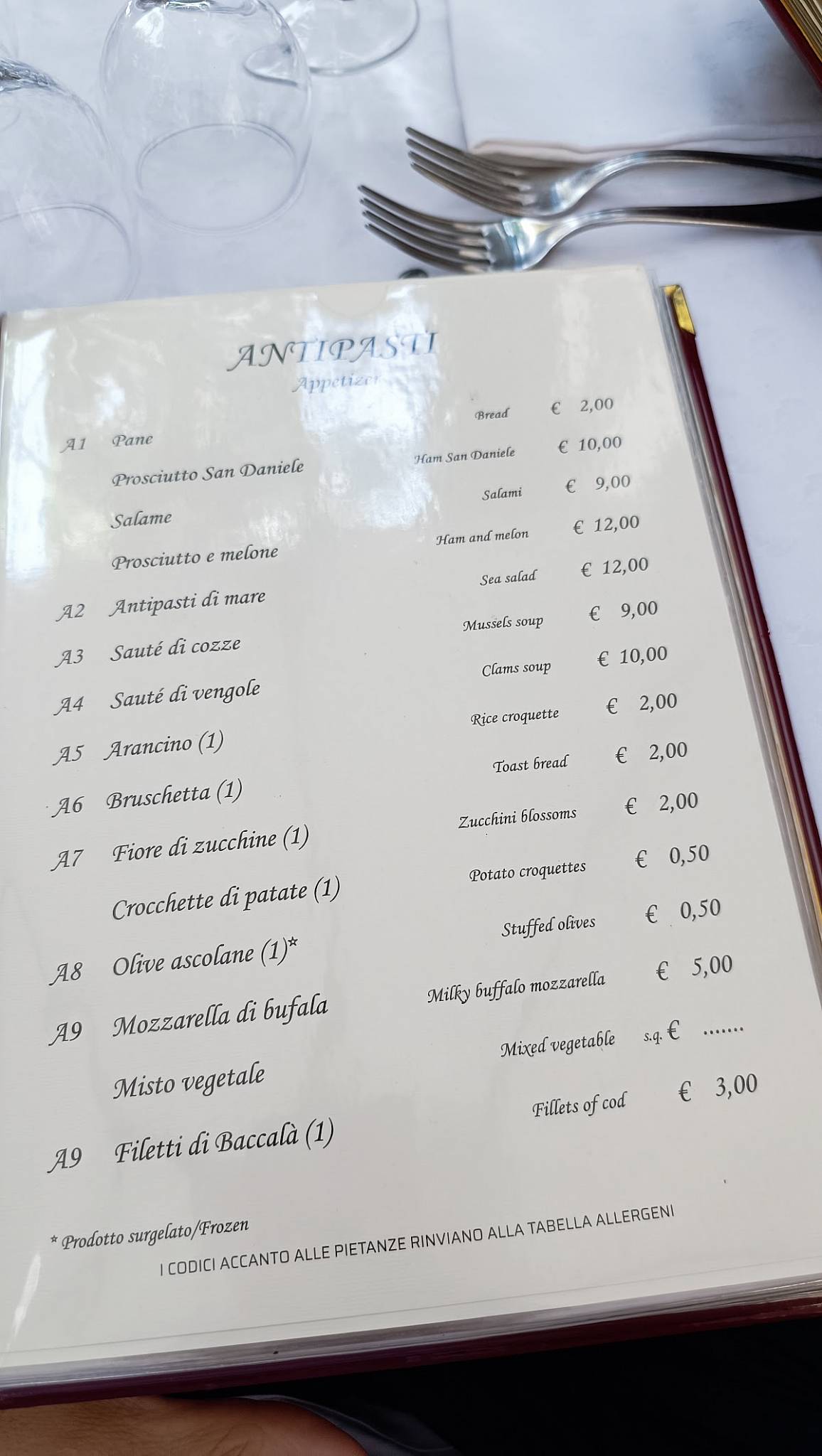 Menu di Hostaria da Tesone 