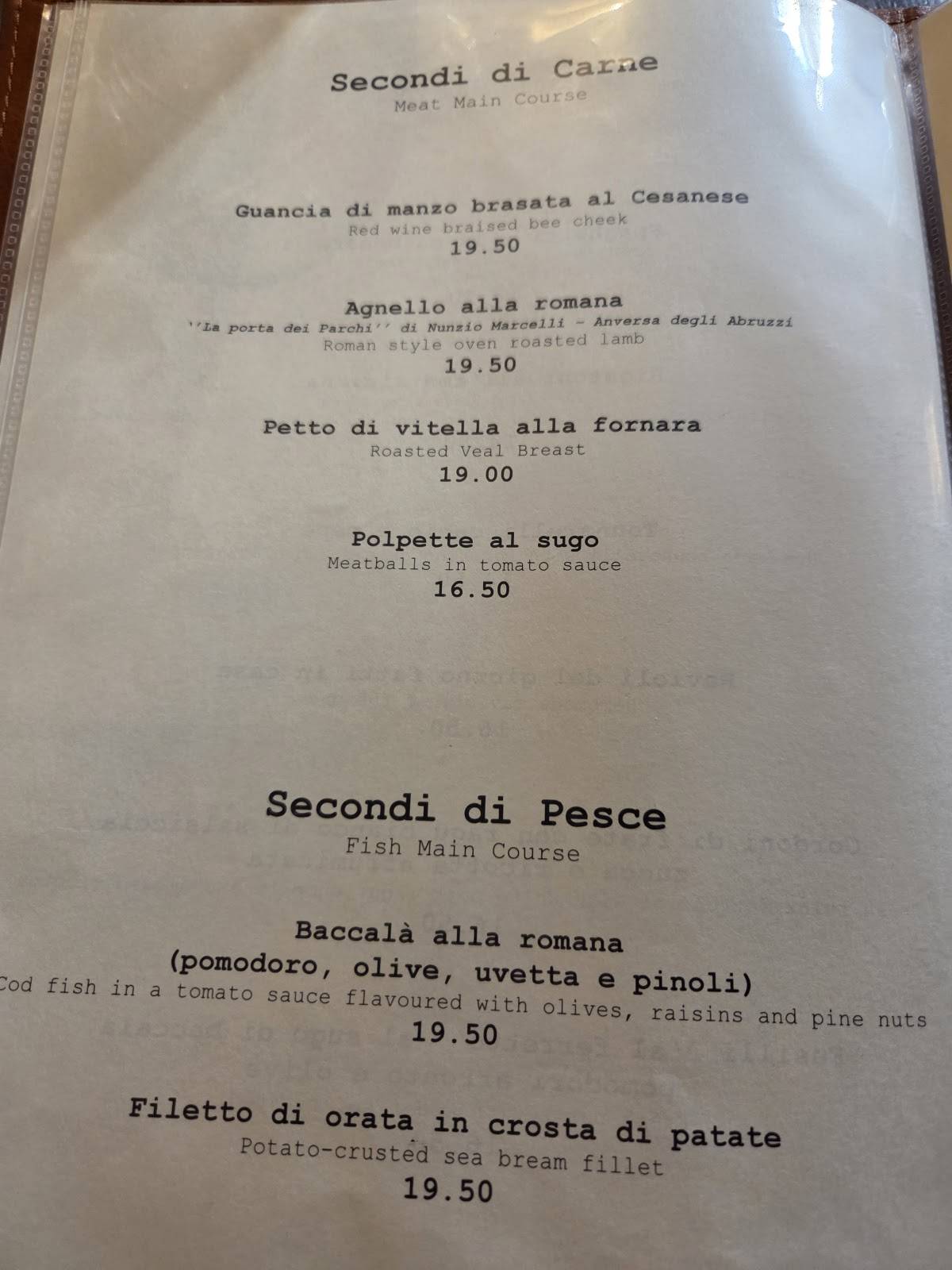 Menu di Hosteria Grappolo D'Oro 