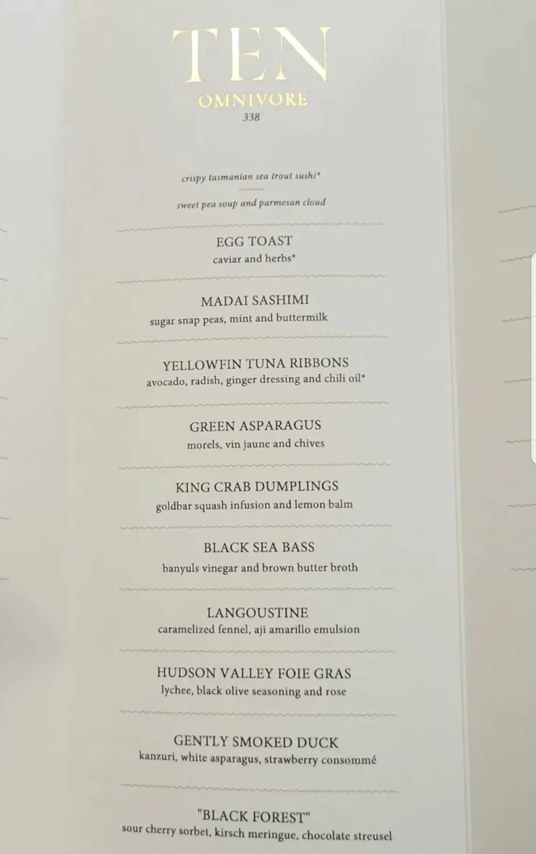 Menu at restaurant, West New York, 1 Central Park W