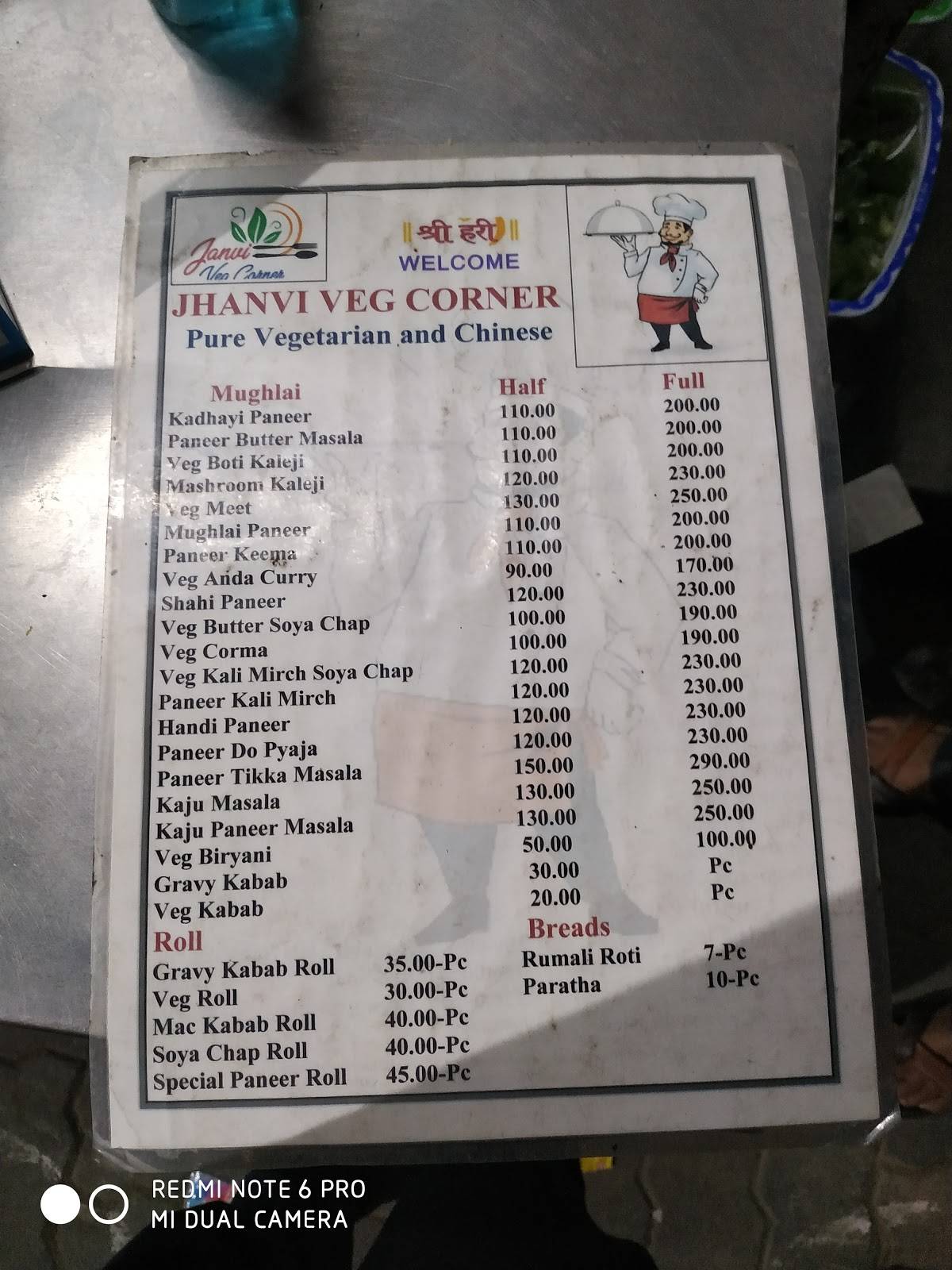 Jhanvi Veg Corner menu