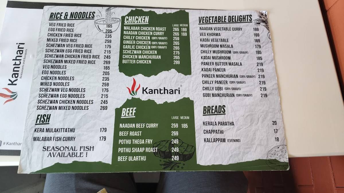 Kanthari Restaurant Kottayam menu