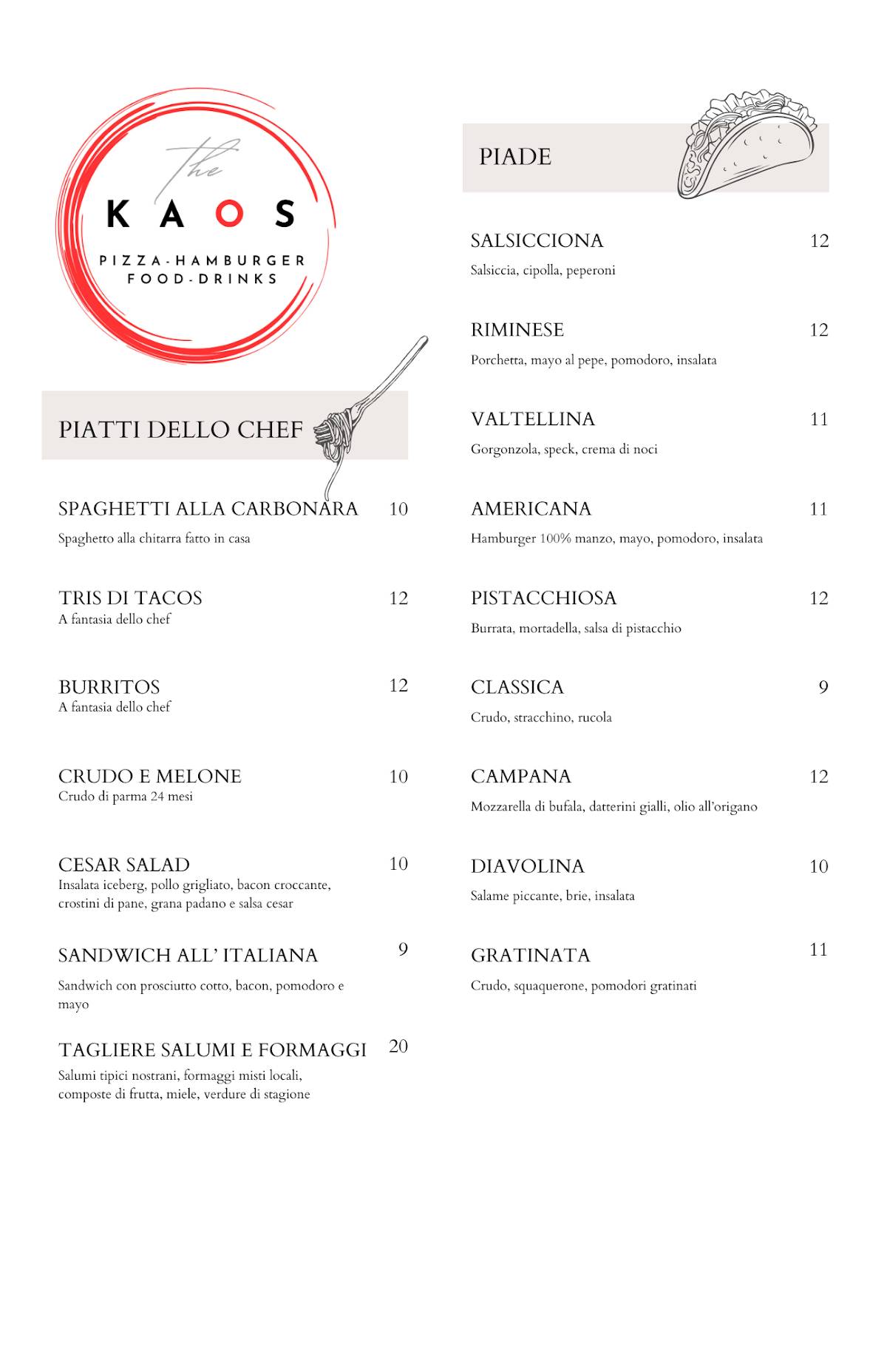 Menu di Kaos 