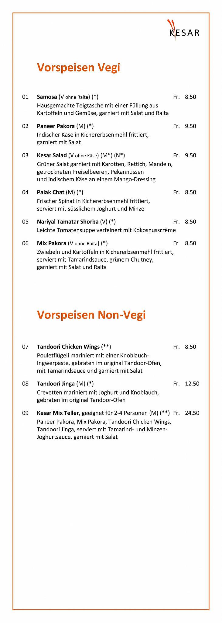 Menu di Kesar 