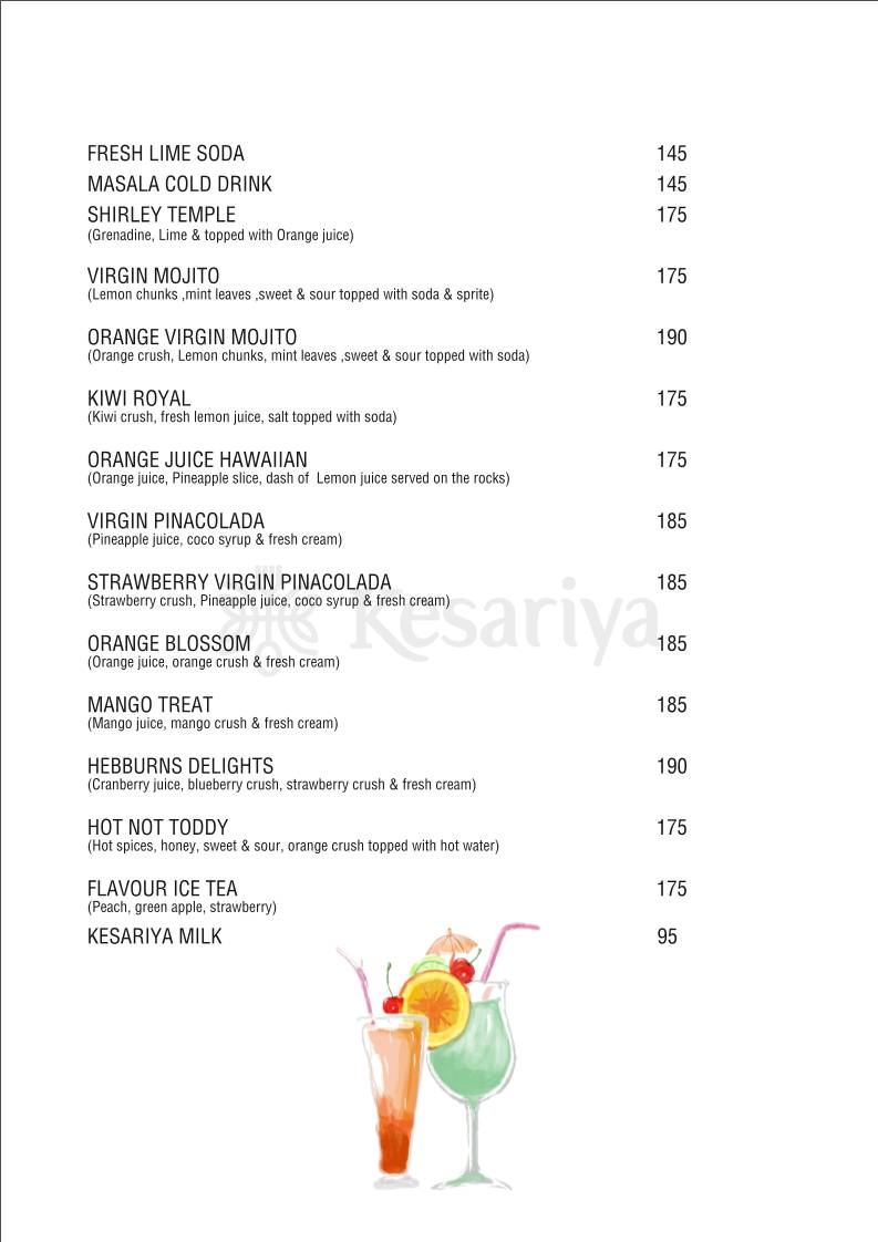 Kesariya - PURE VEG RESTAURANT menu