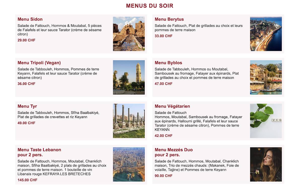 Menu di Keyann Lebanese café 