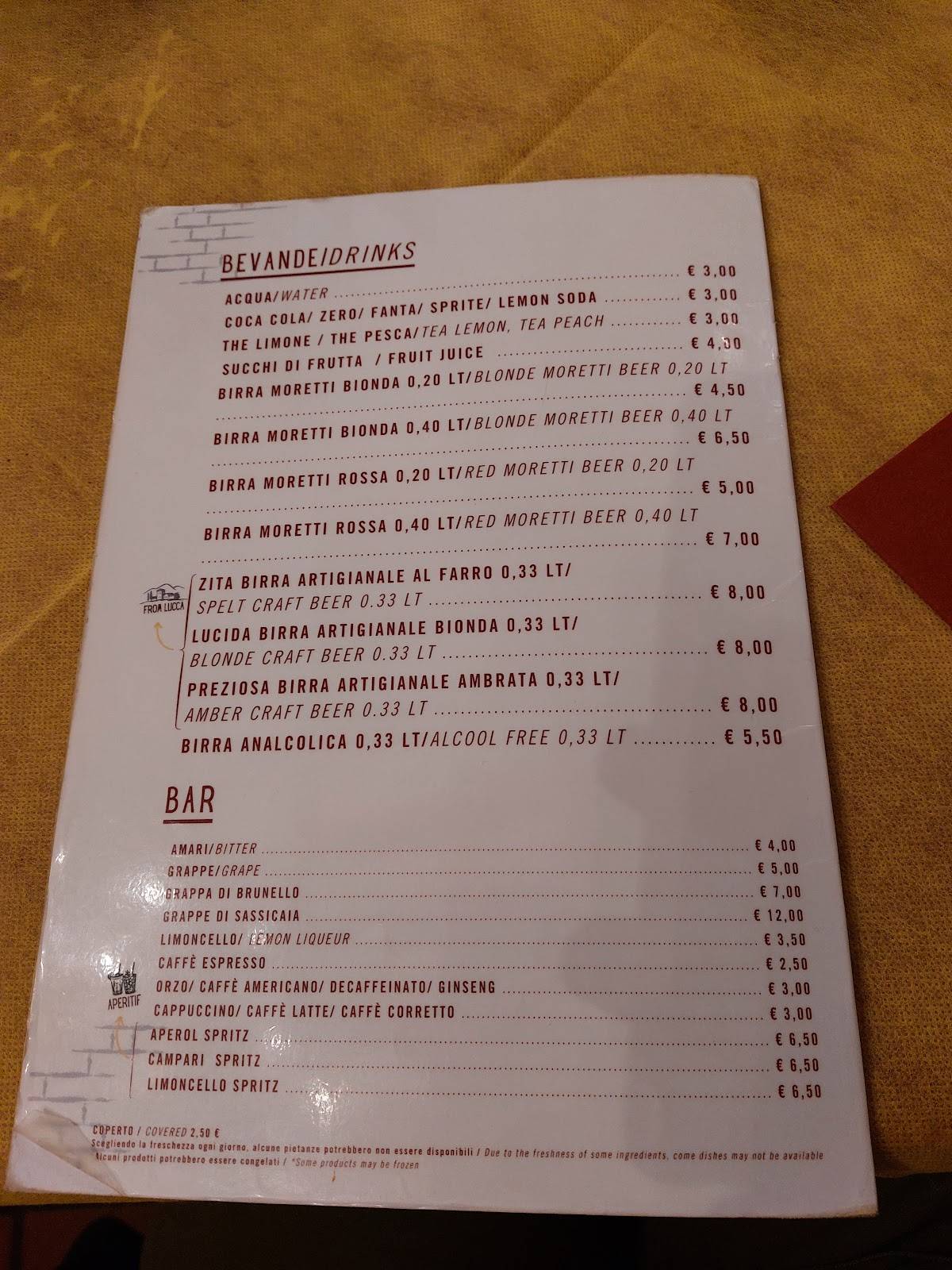 Menu di L'Oste di Lucca - Corte Compagni 