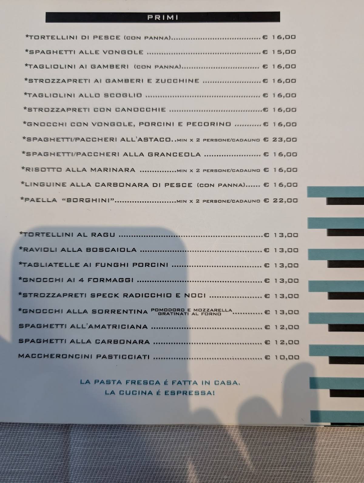 Menu di La Cappa Ristorante e Pizzeria 