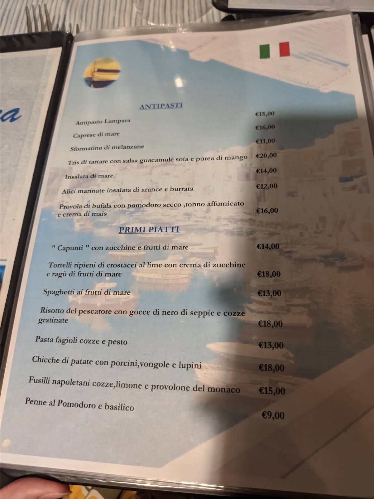 Menu Da La Lampara Ristorante Procida